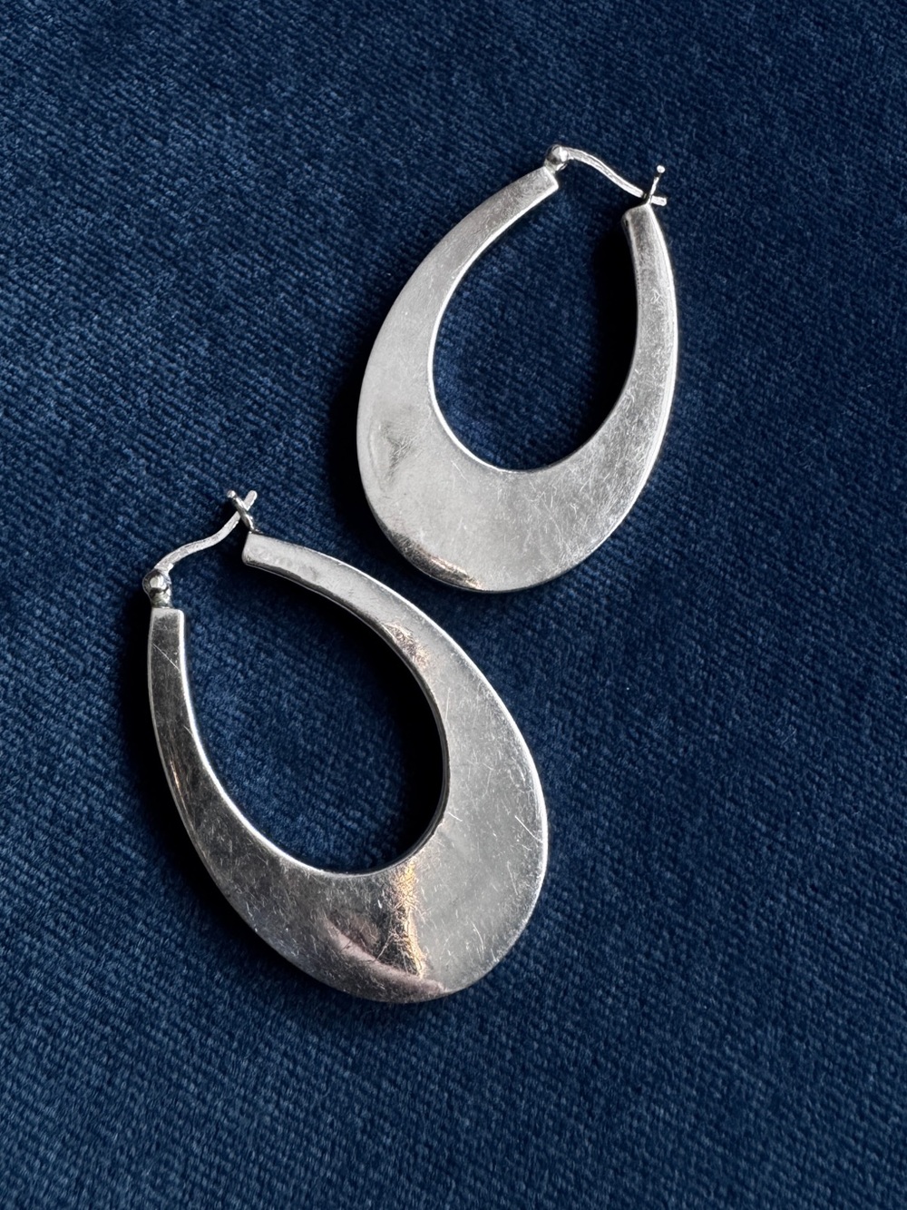 925 Sterling Silver Wide Oval Hoop earrings